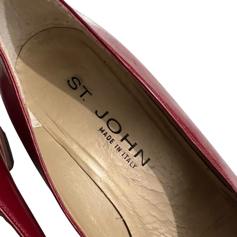Vintage St. John Burgundy Leather Pumps Low Block Heel Made in Italy size 6.5 - Picture 4 of 10